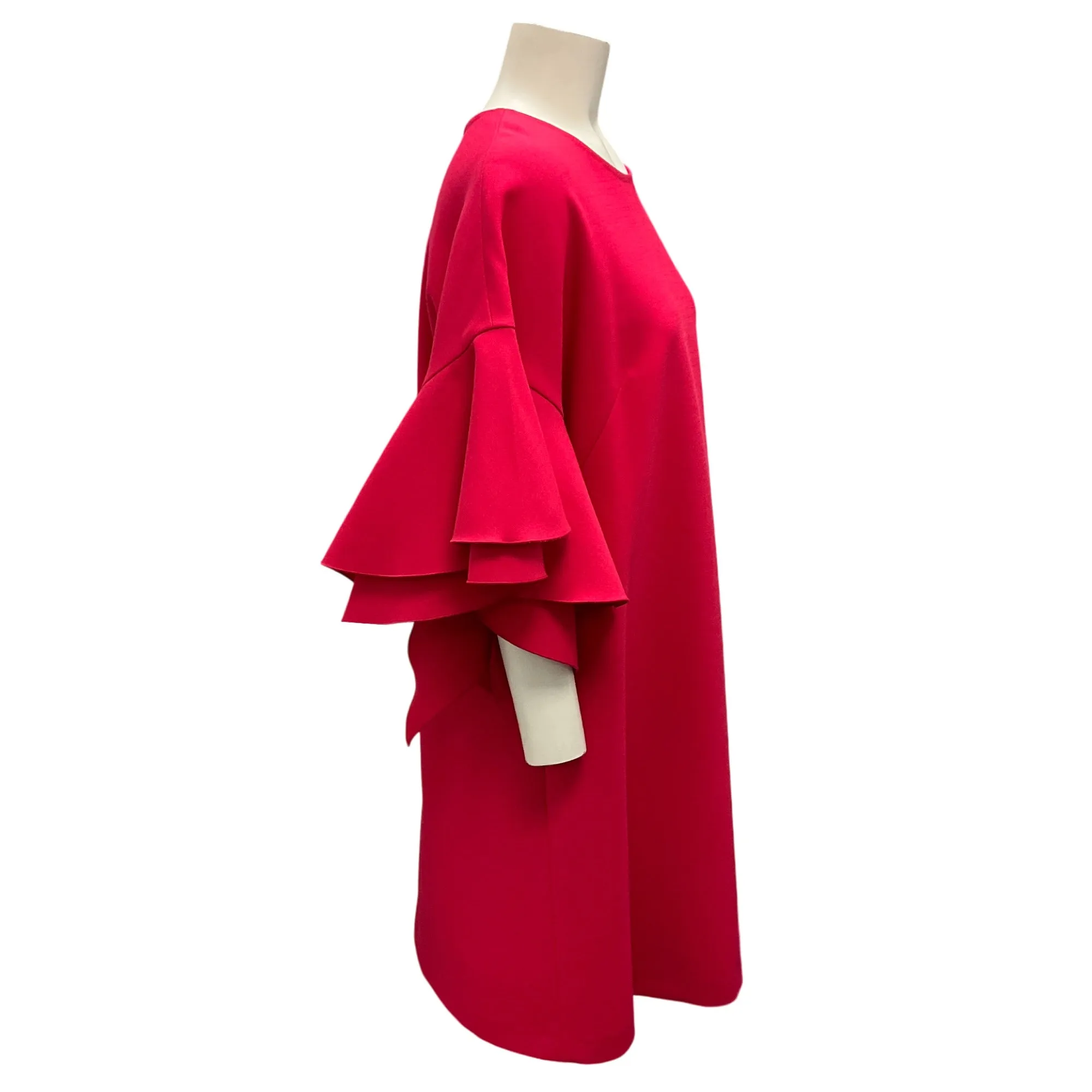 Carolina Herrera Raspberry Ruffle Sleeve Midi Dress