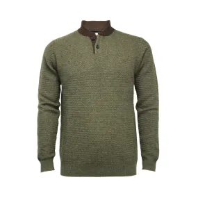 Cashmere Button Neck Sweater Hunter Green