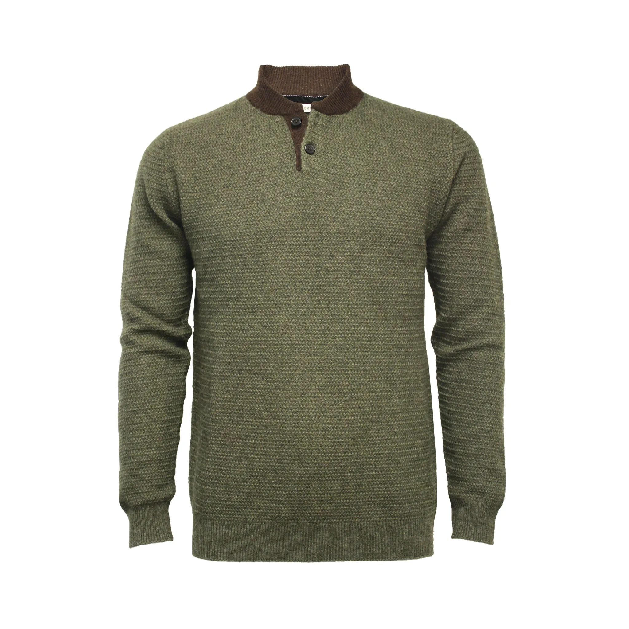 Cashmere Button Neck Sweater Hunter Green