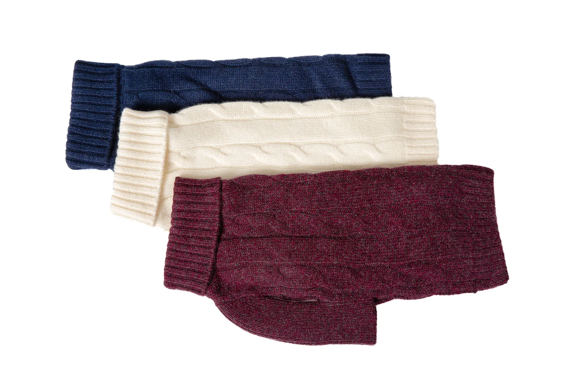 Cashmere Dog Solid Sweater - Navy, Winter White & Heather Burgundy