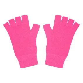 Cashmere Fingerless Gloves in Neon Pink