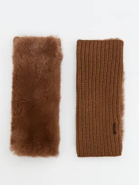 Cashmere -mix and rex rabbit fur fingerless gloves