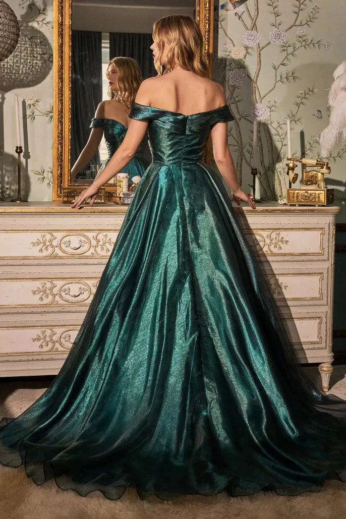 CD 822 Size 20 Emerald Ballgown off the Shoulder Formal Pageant Dress Prom Gown Plus Size