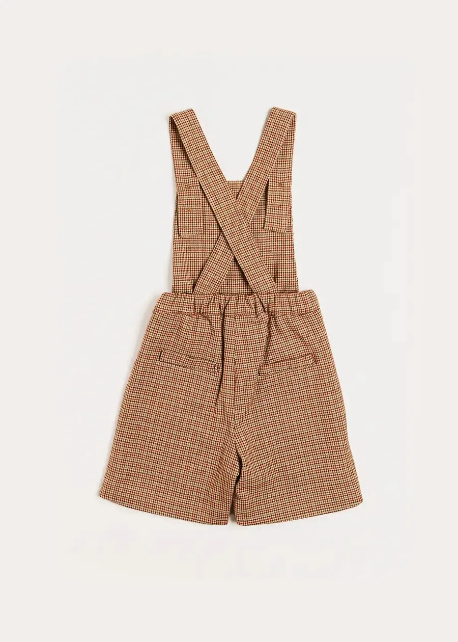 Chester Check Dungarees in Caramel (18mths-4yrs)