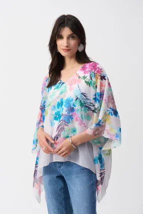 Chiffon Floral Print Poncho Top