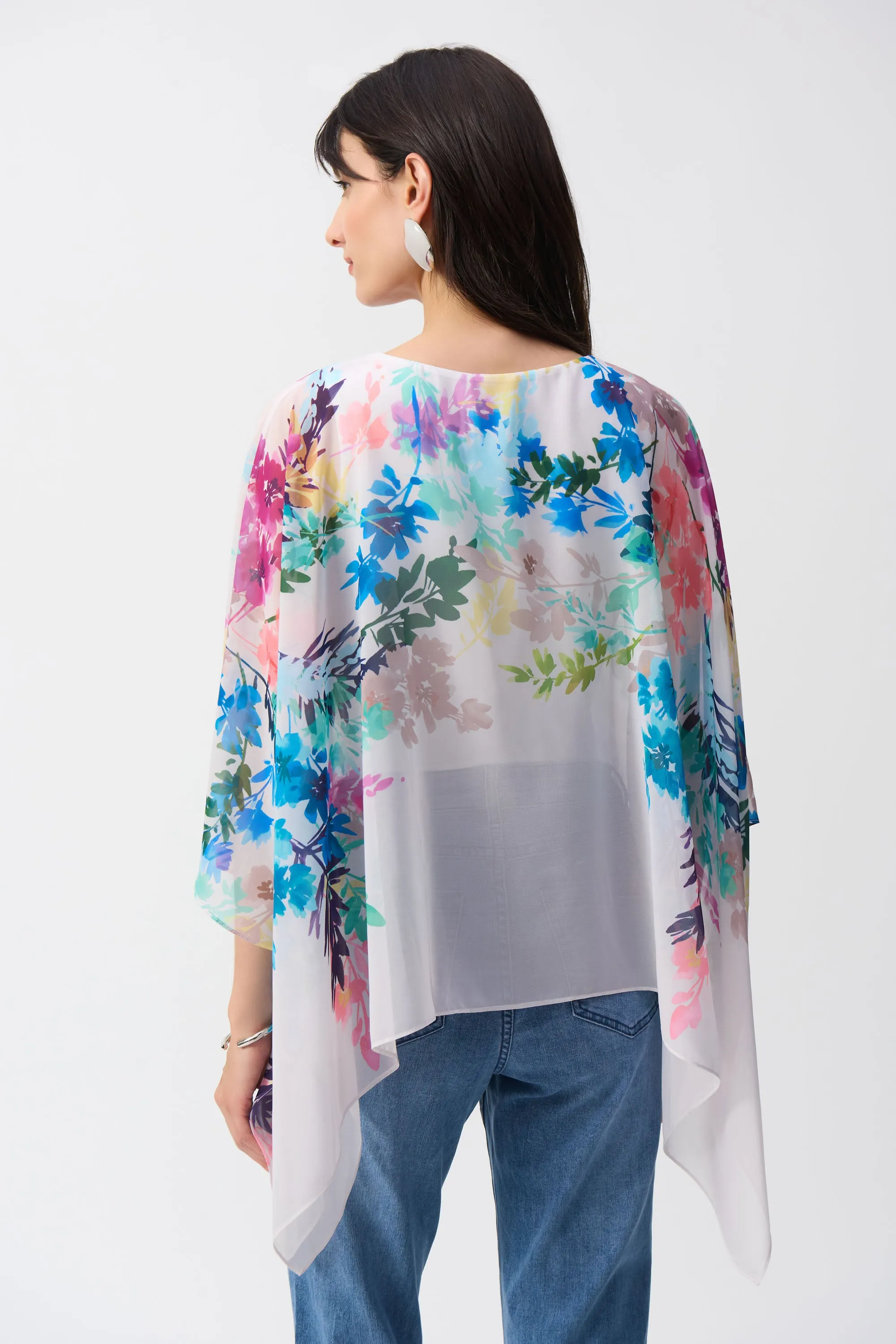 Chiffon Floral Print Poncho Top