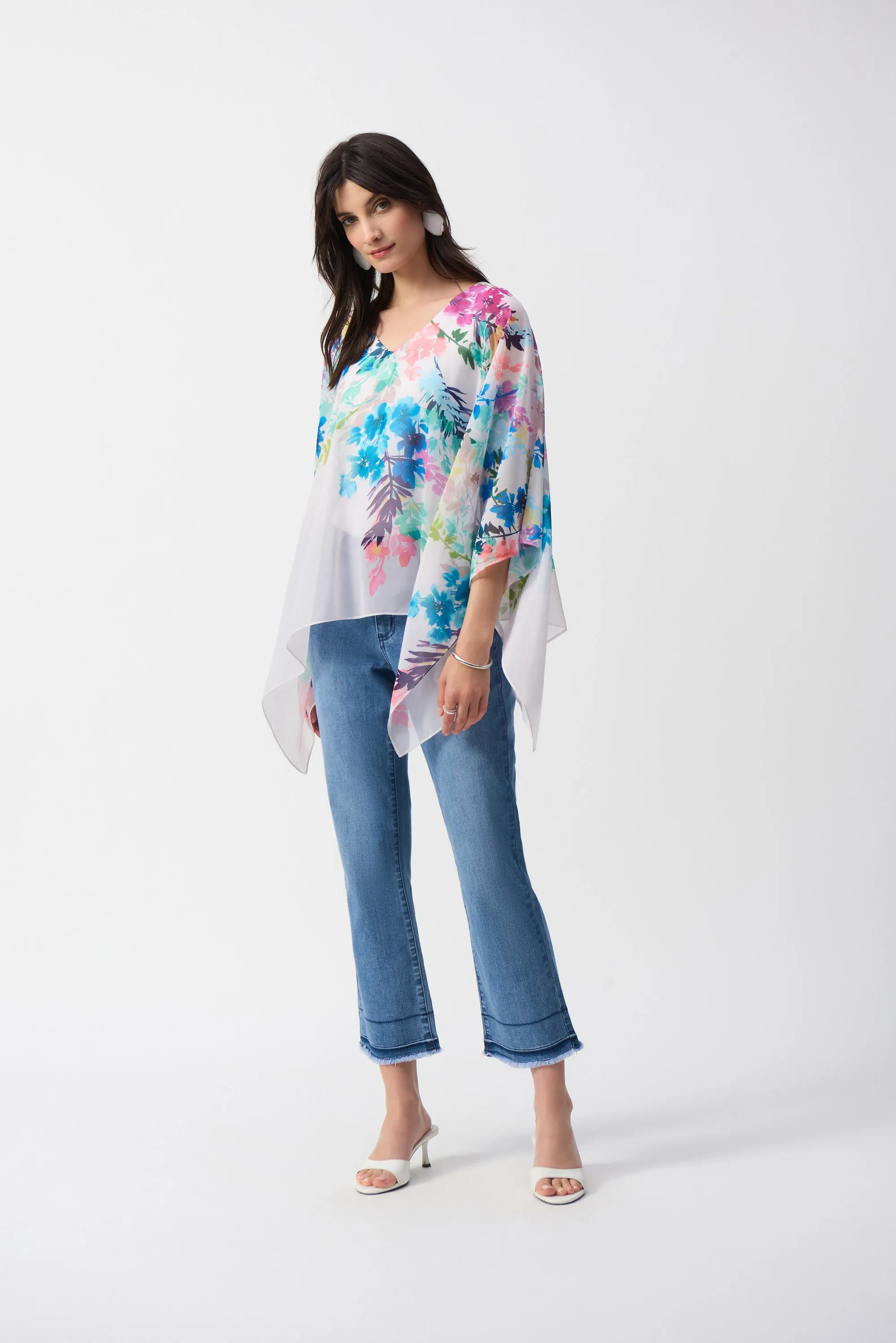 Chiffon Floral Print Poncho Top