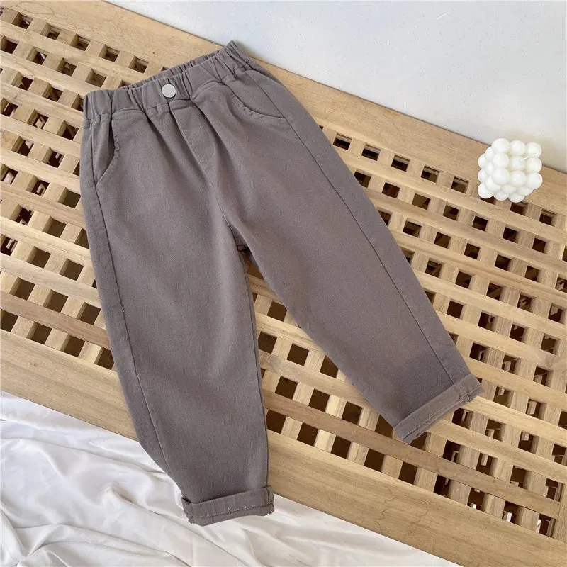 Children Harun Pants Summer New Kids Clothes Boy Girl Fashion Loose Casual Thin Trousers Toddler Solid Elastic Pants 2-8 Years