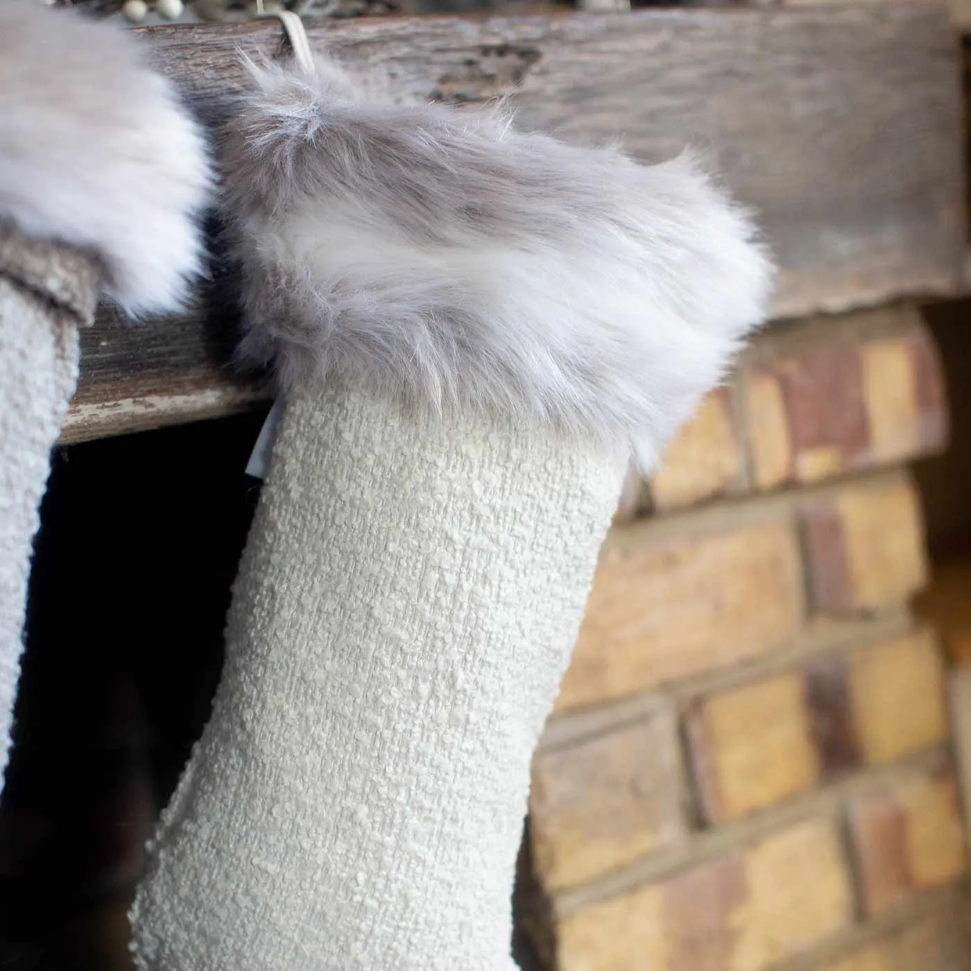 Christmas Stocking in Ivory Bouclé by Lords & Labradors