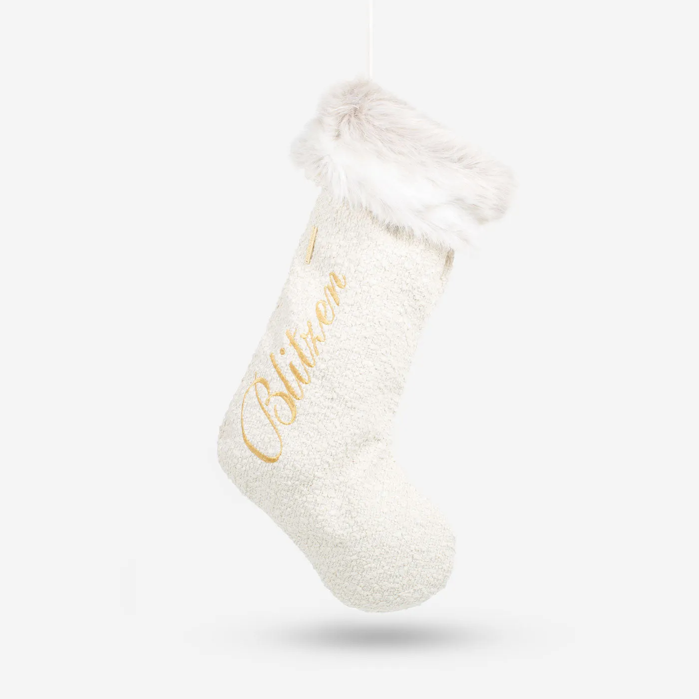 Christmas Stocking in Ivory Bouclé by Lords & Labradors