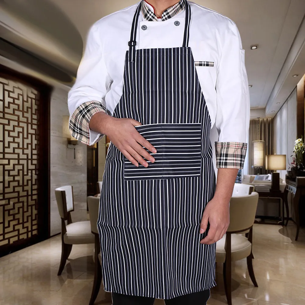 Classic Polyester Stripped Utility Apron with Pockets | 2 PC Set