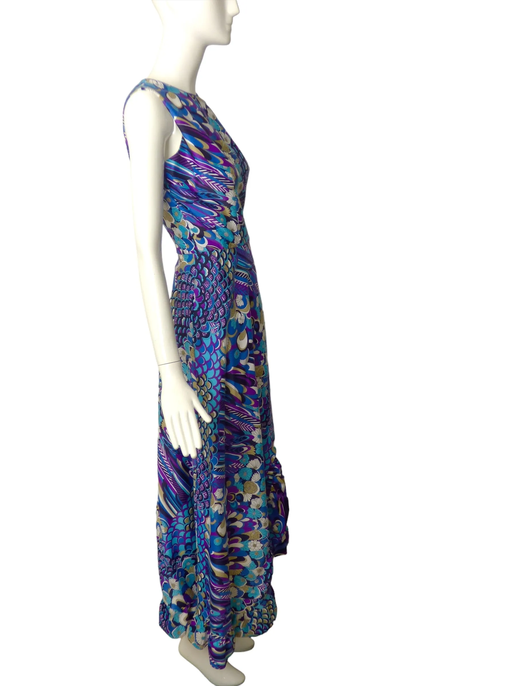 CLIFTON WILHITE- 1970s Floral Print Maxi Dress, Size 6