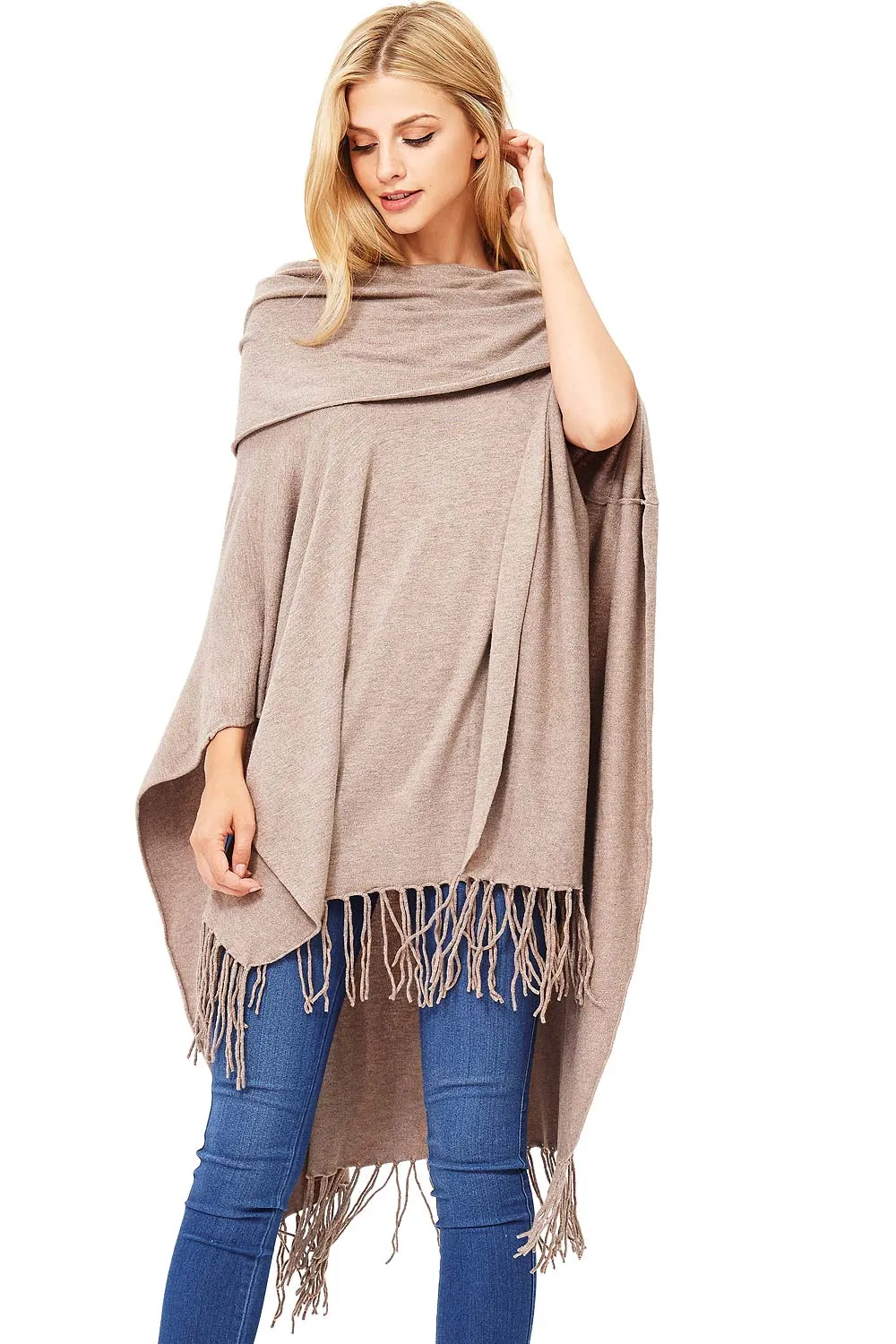 Cloaked Fringe Poncho