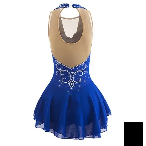 Competition Figure Skating Dress Halter Style Royal with Crystals