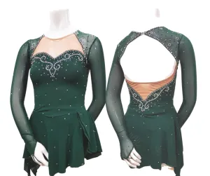 Competition Figure Skating Dress Irish Green Merida 100's AB Crystals BSU211 Stock