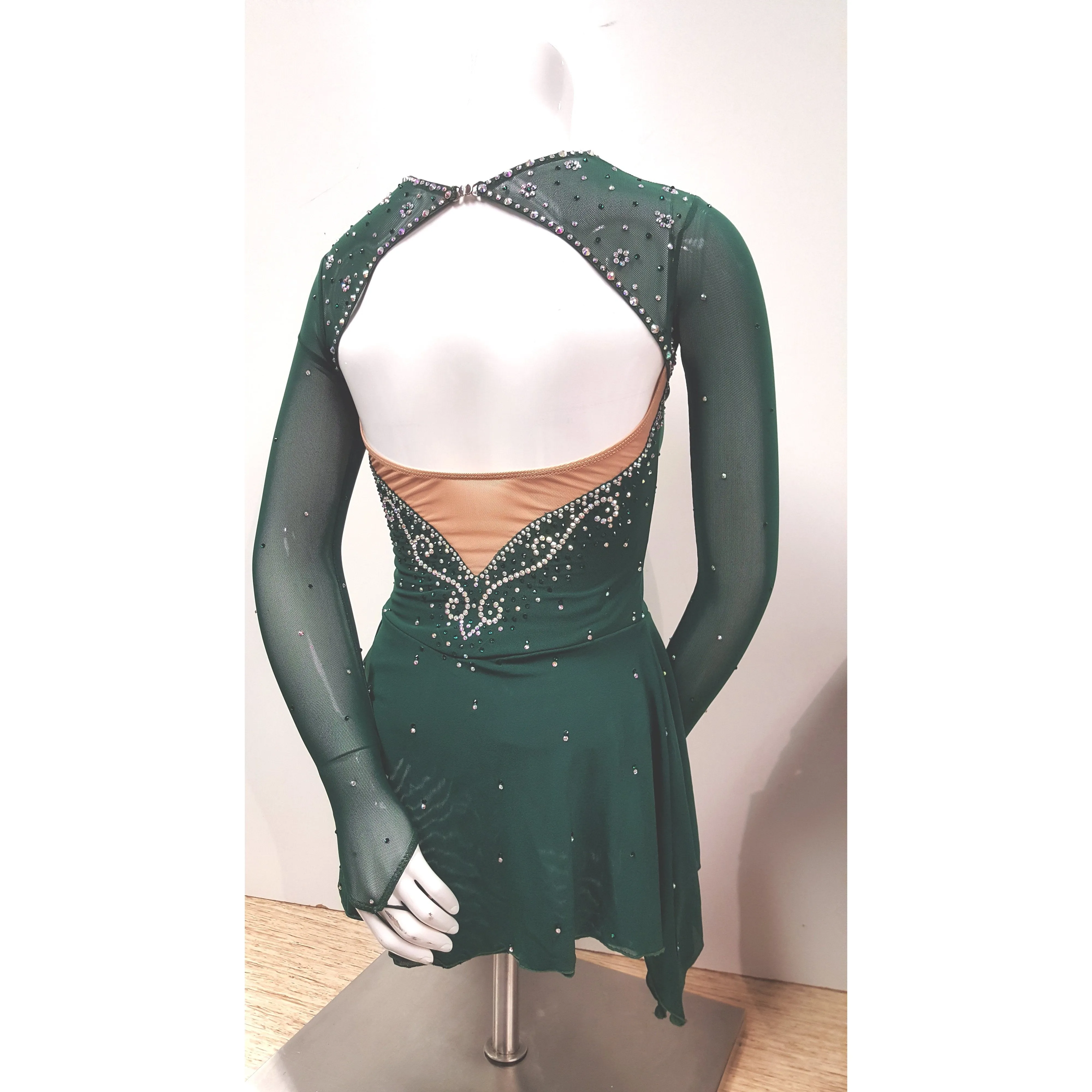 Competition Figure Skating Dress Irish Green Merida 100's AB Crystals BSU211 Stock