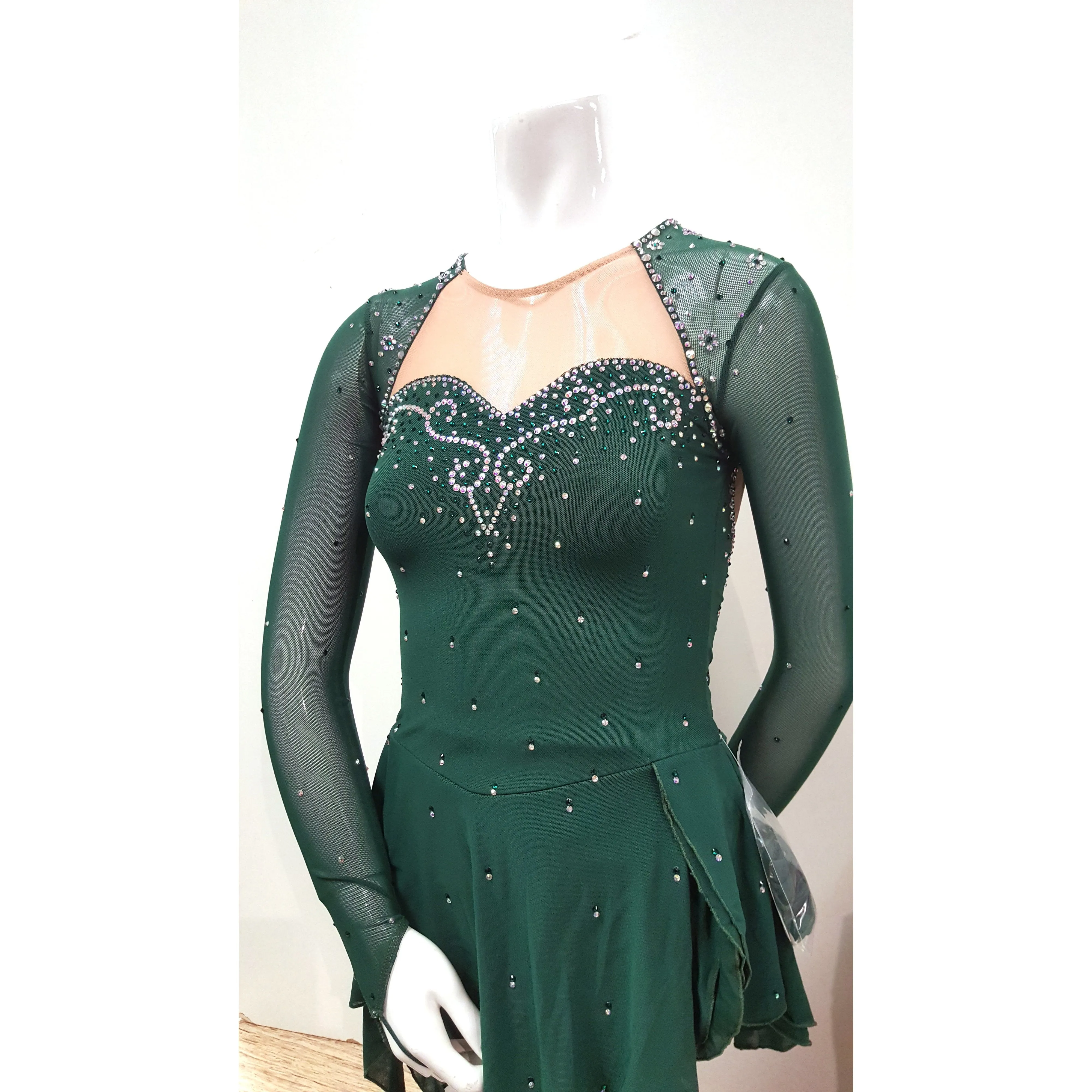 Competition Figure Skating Dress Irish Green Merida 100's AB Crystals BSU211