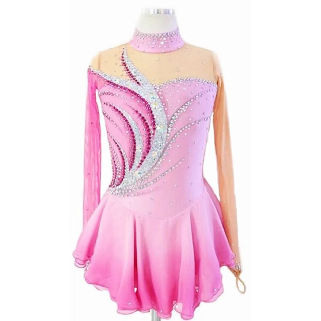 Competition Figure Skating Dress Pink & other Colors BSU Style 20510