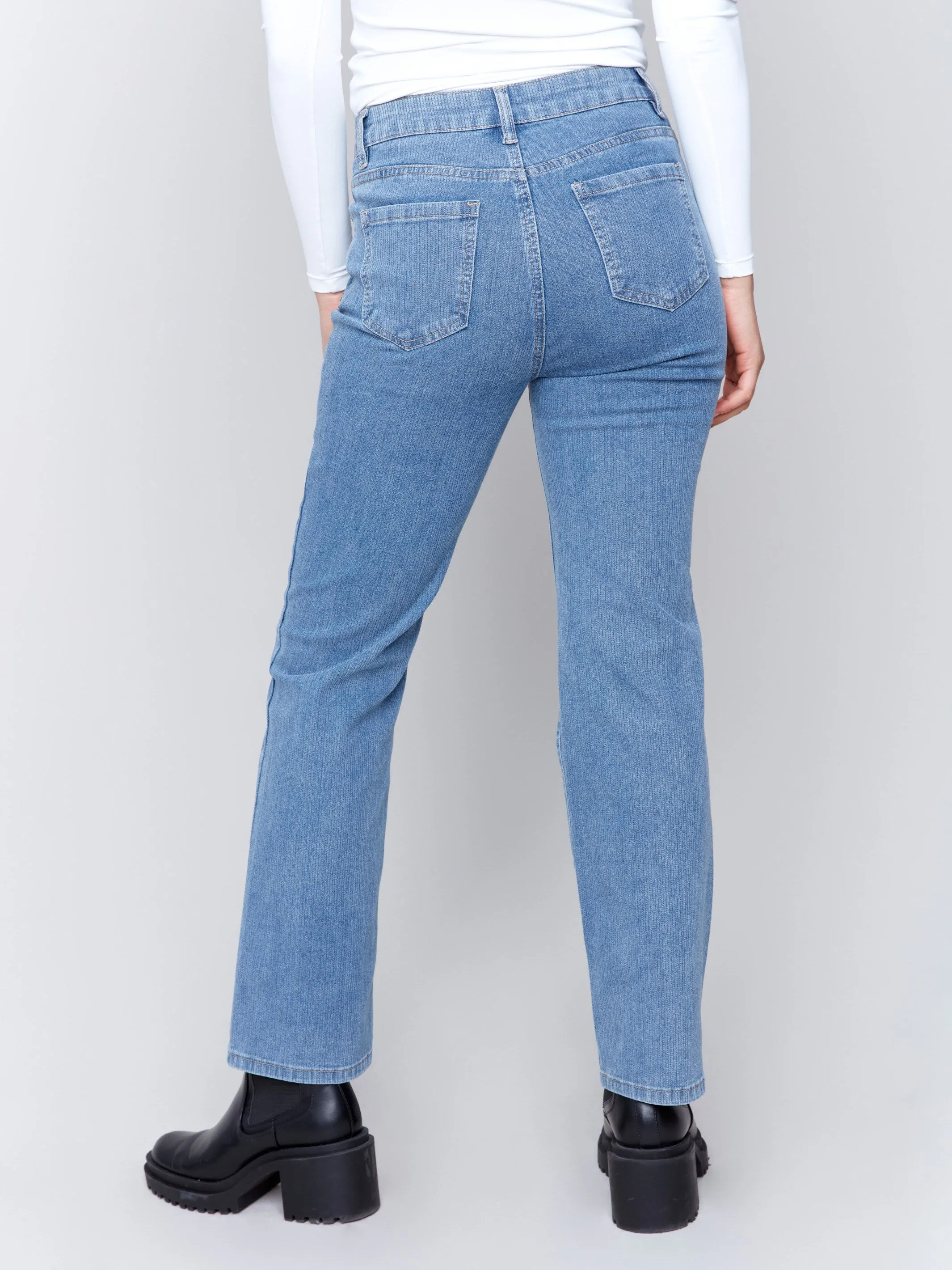 Corduroy Straight Leg Pants - Denim