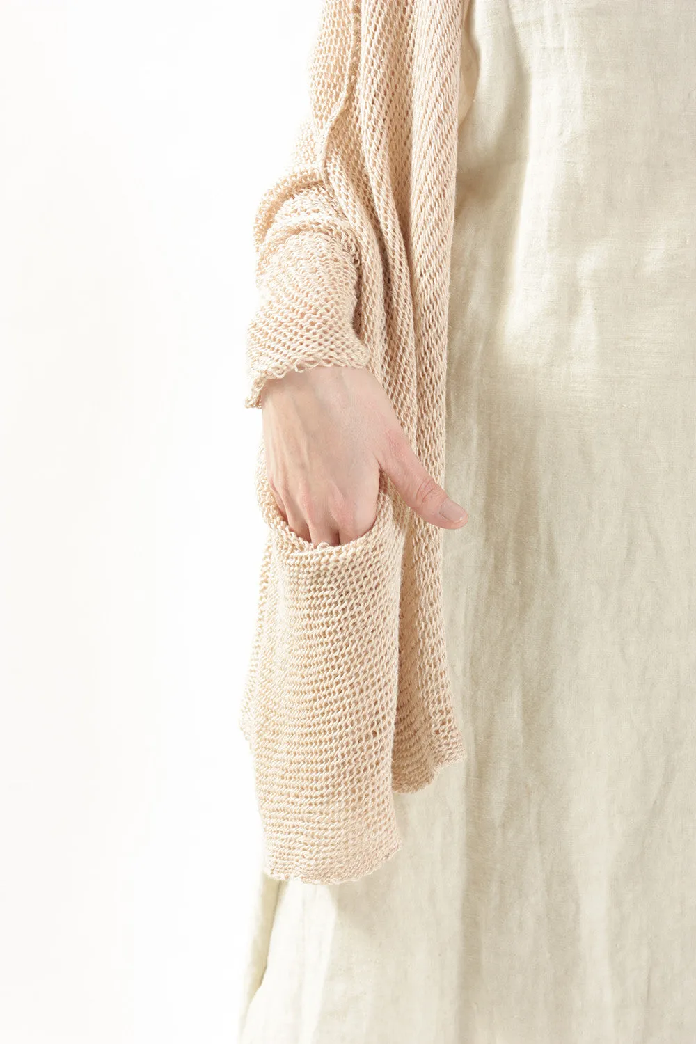 Cotton Oversized Cardigan - Nude