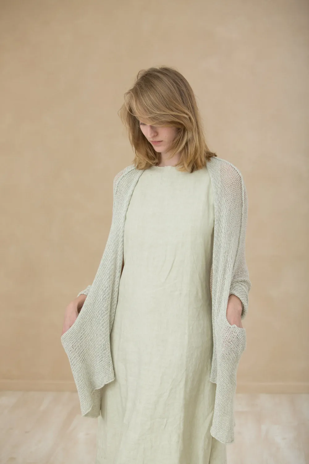 Cotton Oversized Cardigan - Nude