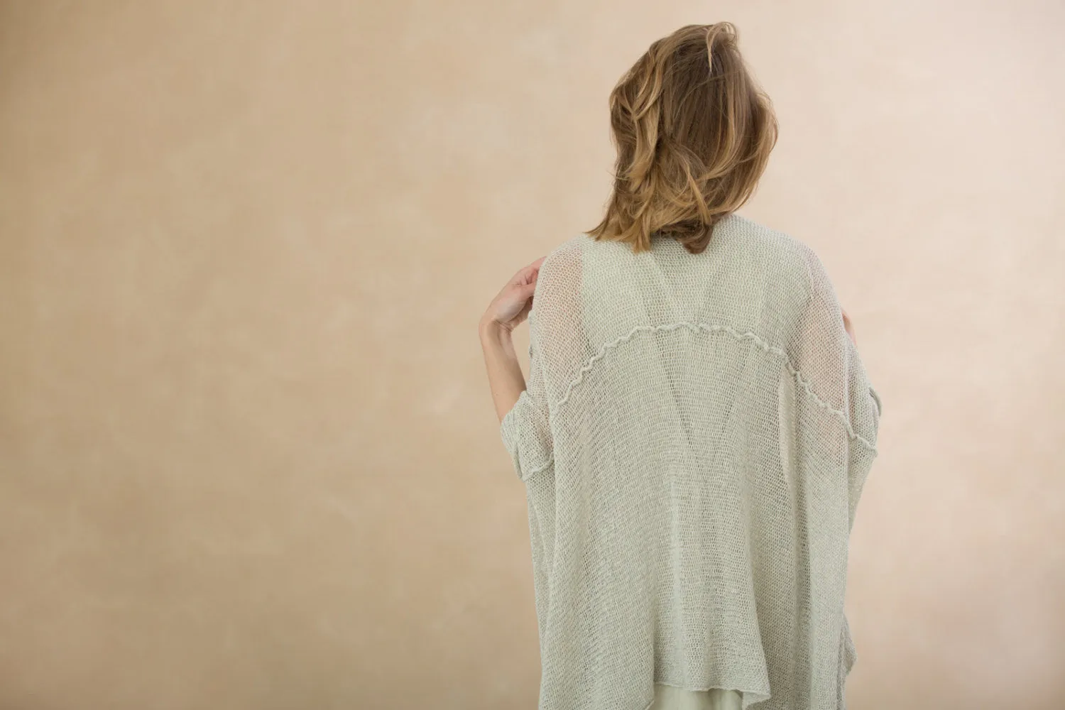 Cotton Oversized Cardigan - Nude