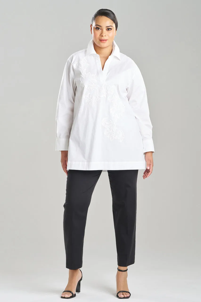 Cotton Poplin Embroidered Tunic Shirt