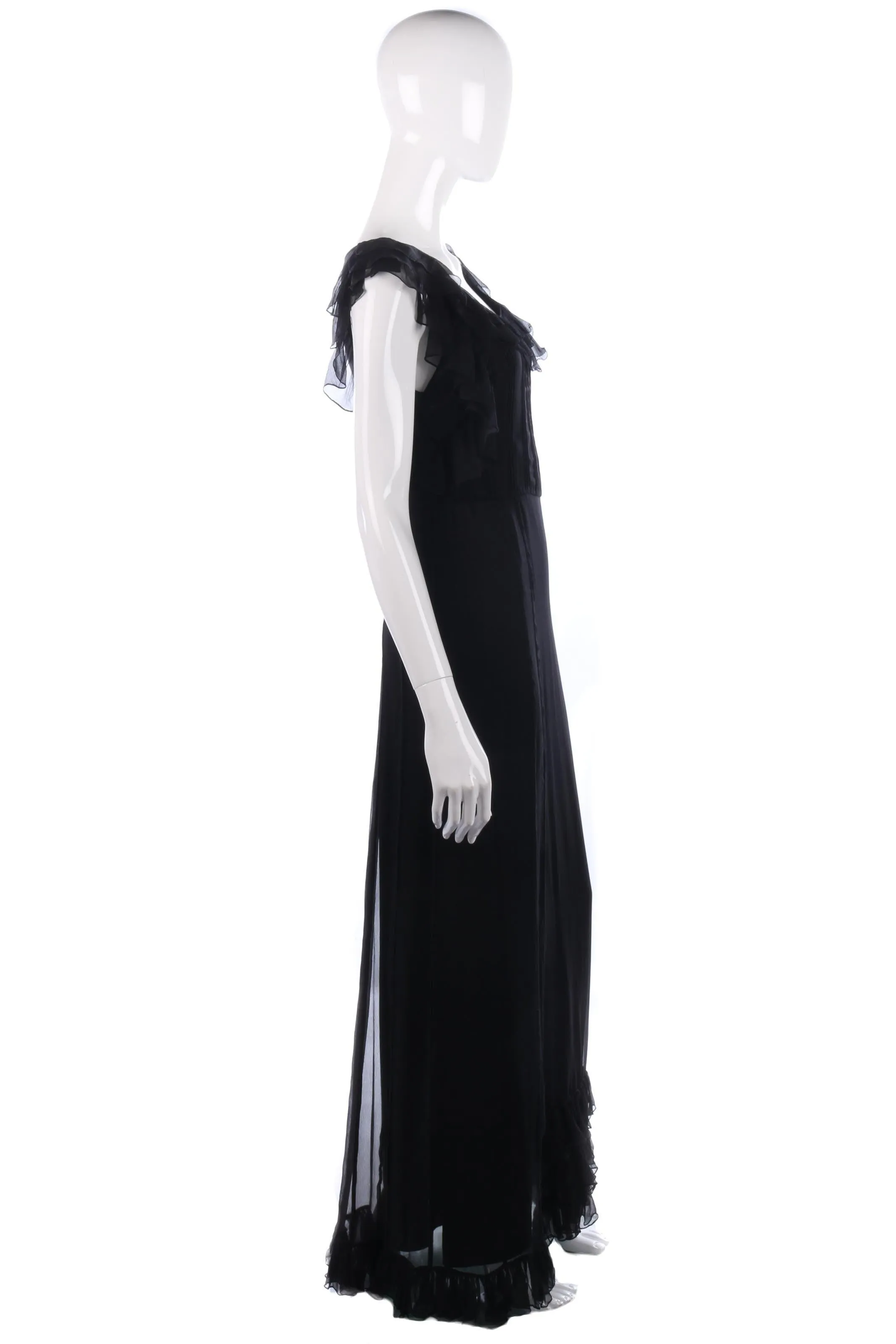 Couture Couture black silk chiffon designer dress size S/M