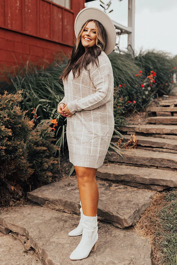 Crisp Evening Sweater Dress In Iced Latte  Curves