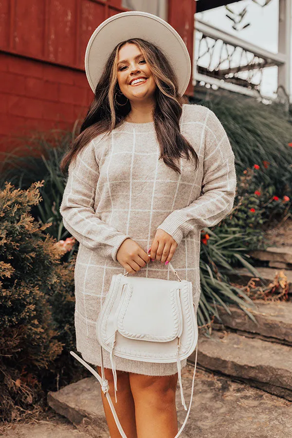 Crisp Evening Sweater Dress In Iced Latte  Curves