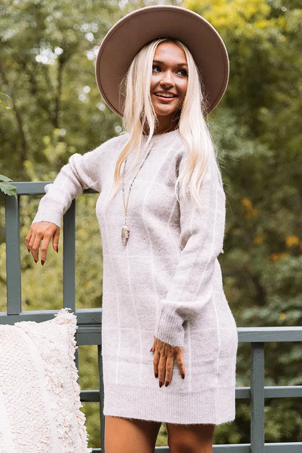 Crisp Evening Sweater Dress In Iced Latte