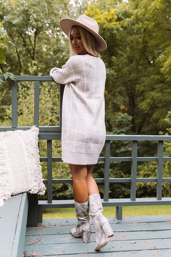 Crisp Evening Sweater Dress In Iced Latte