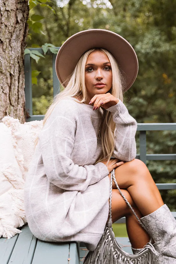 Crisp Evening Sweater Dress In Iced Latte