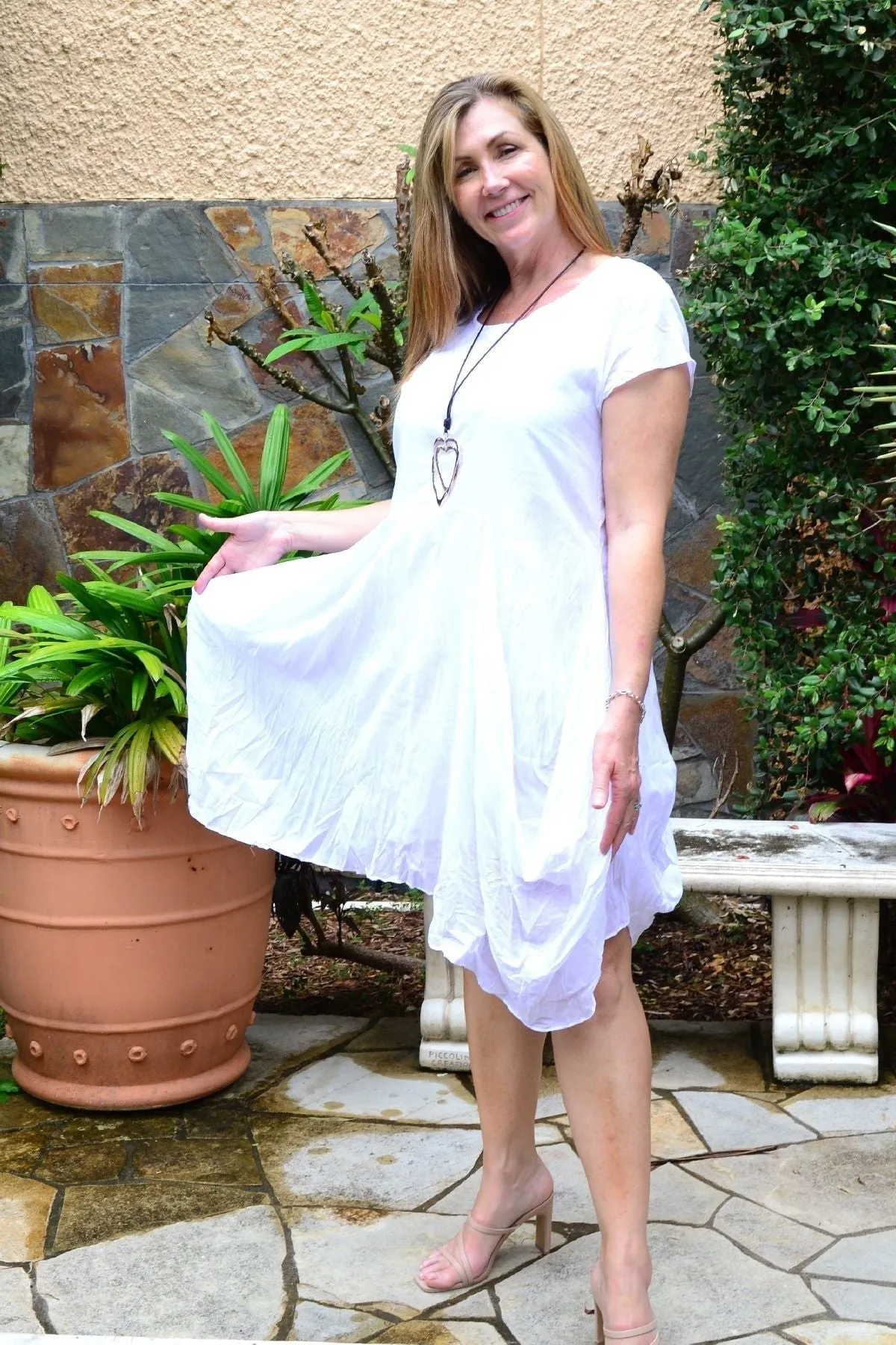 Crisp White Cotton Sophia Tunic Dress