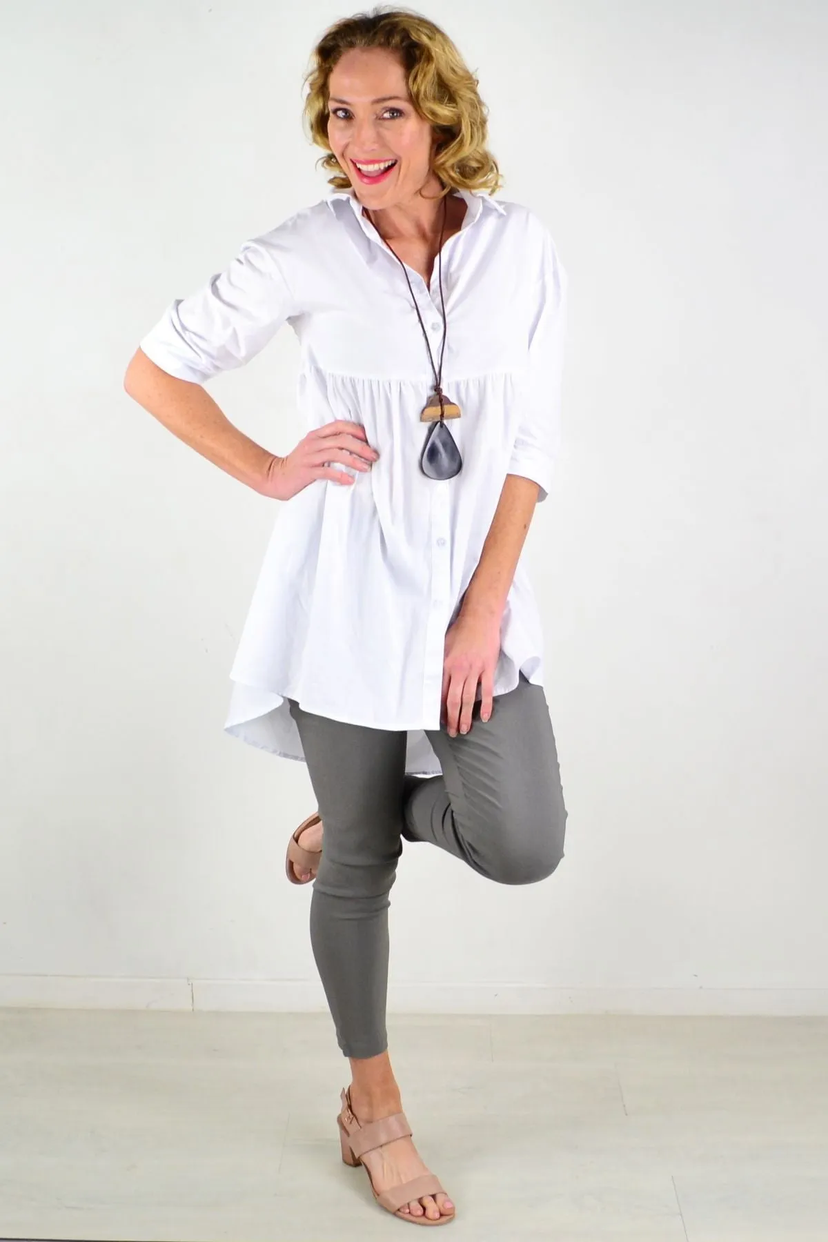 Crisp White Trendsetting Tunic Shirt