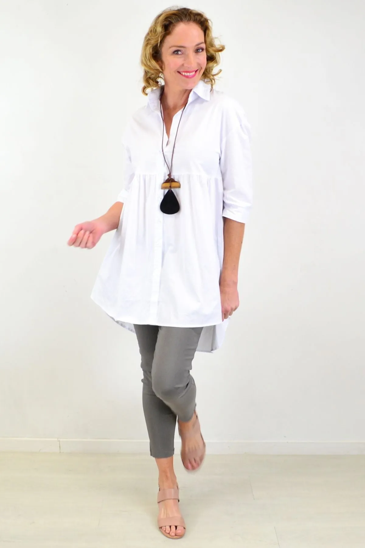 Crisp White Trendsetting Tunic Shirt