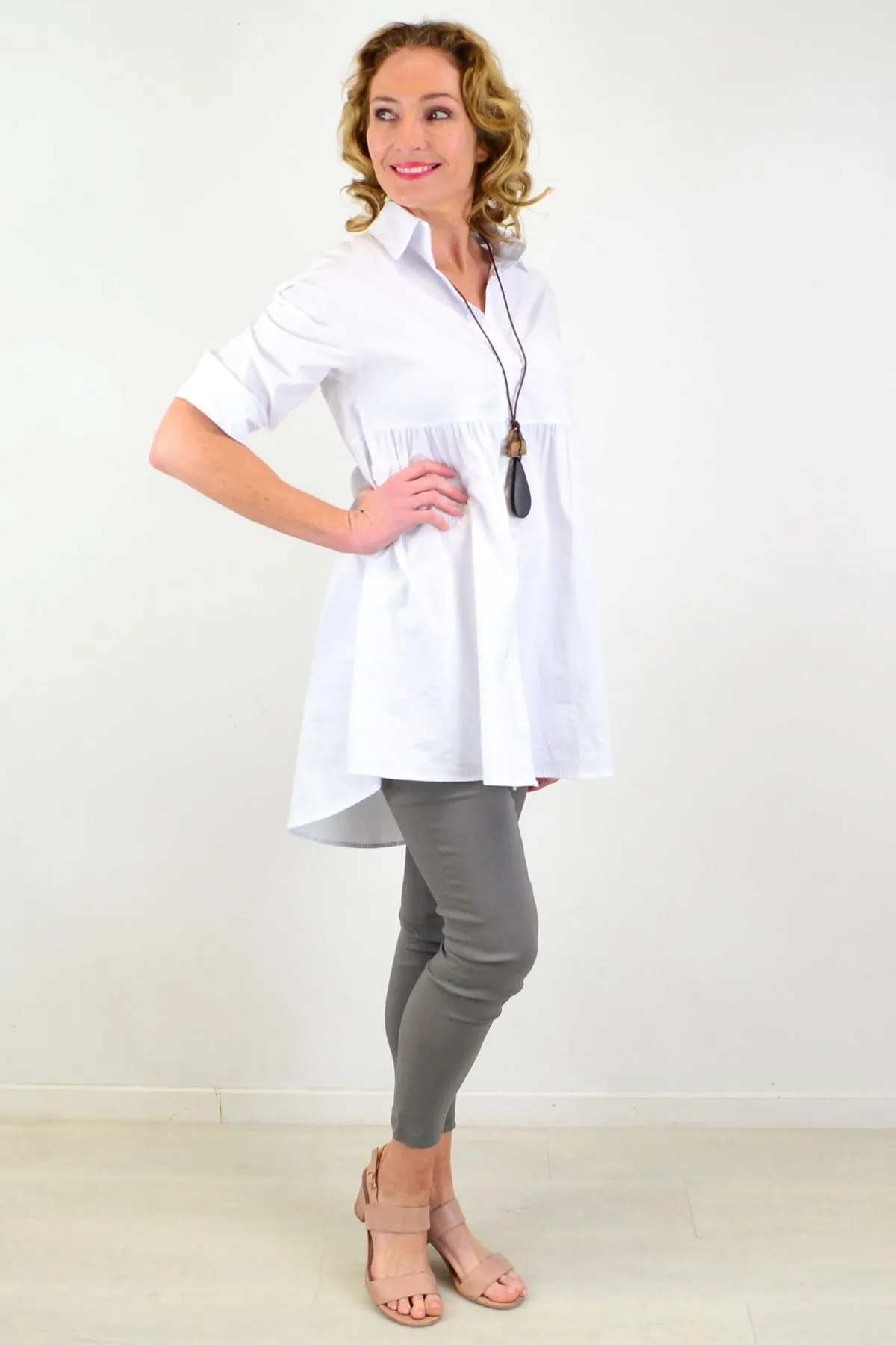 Crisp White Trendsetting Tunic Shirt