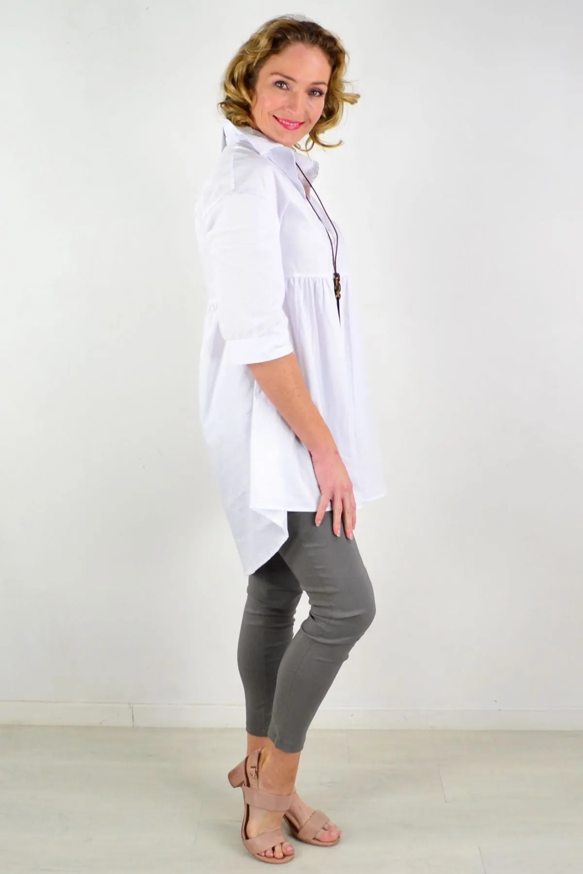 Crisp White Trendsetting Tunic Shirt