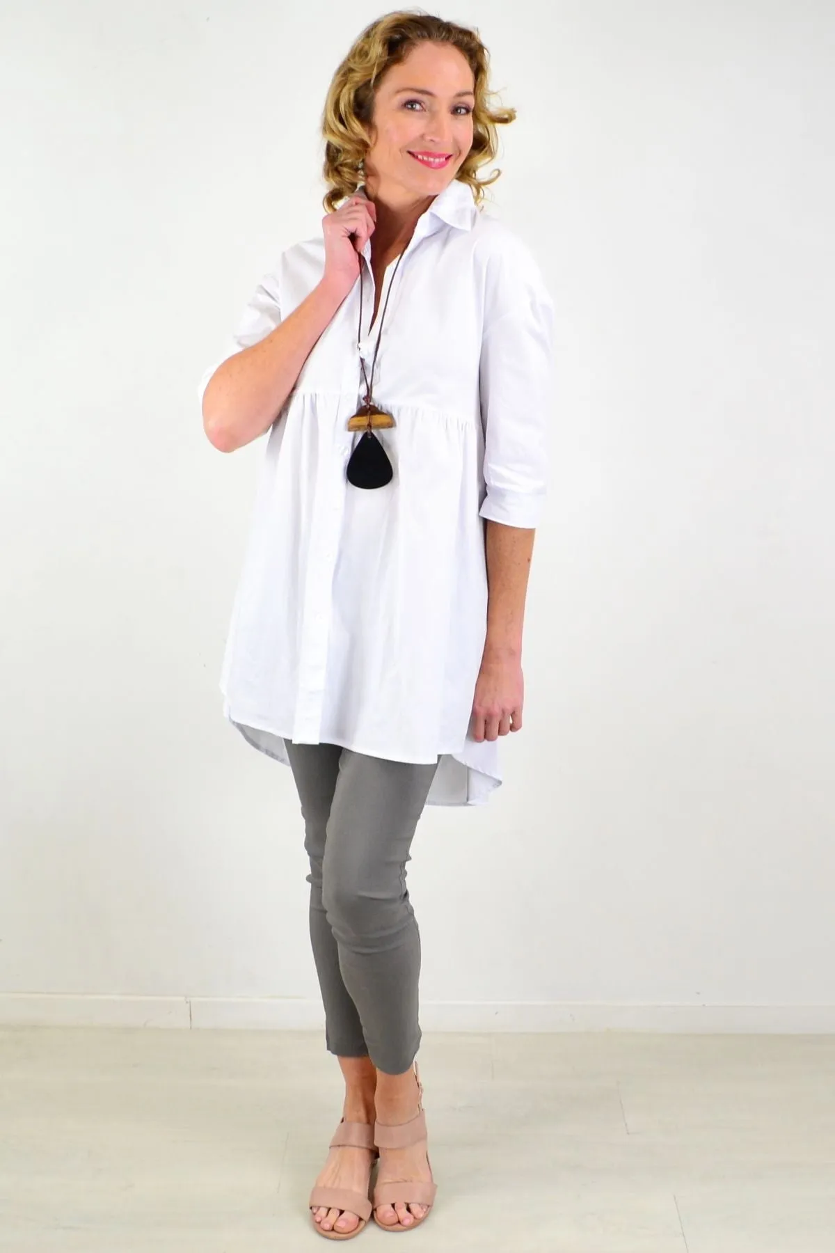 Crisp White Trendsetting Tunic Shirt