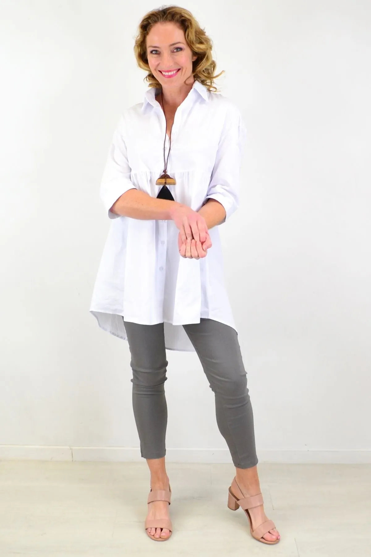 Crisp White Trendsetting Tunic Shirt