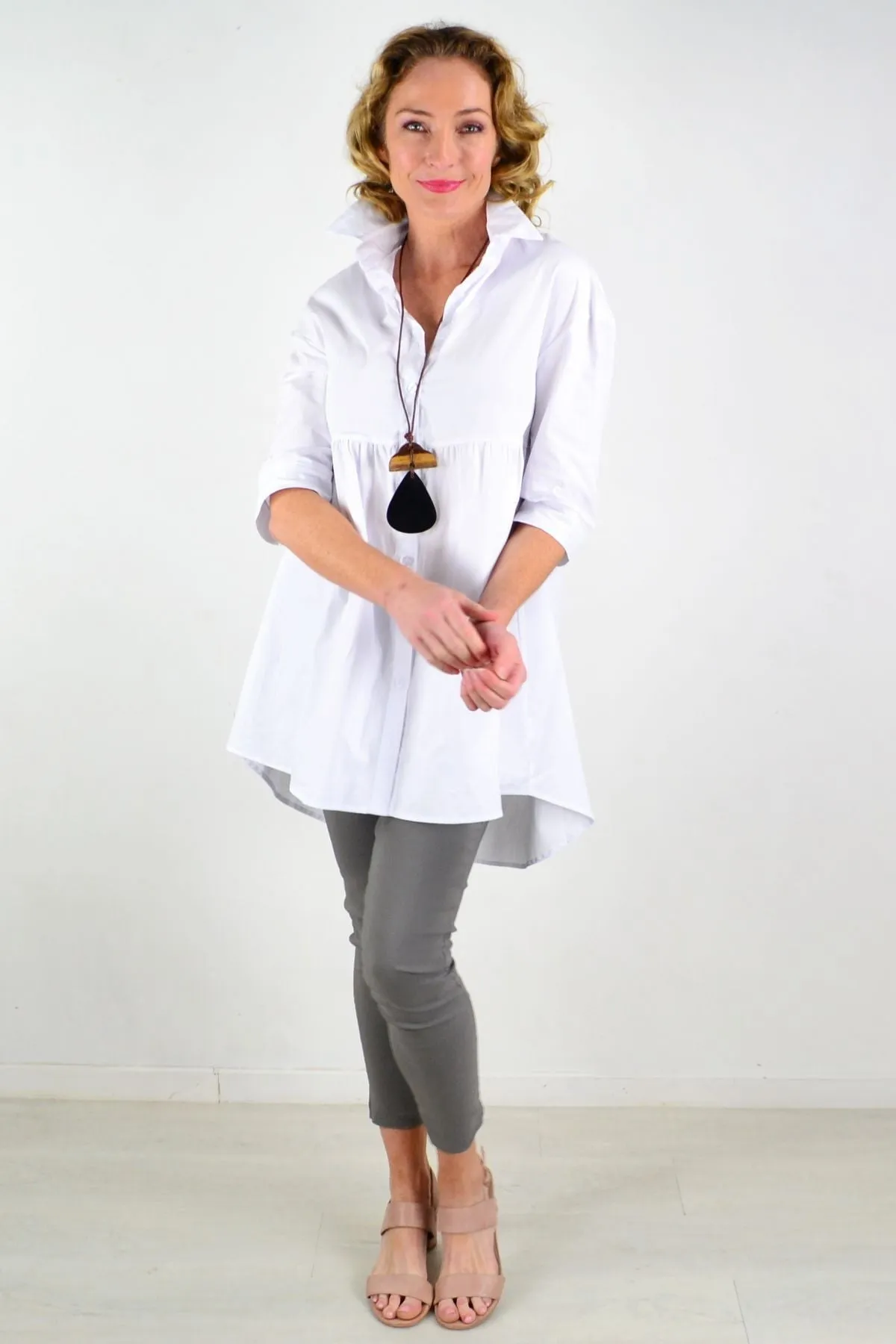 Crisp White Trendsetting Tunic Shirt