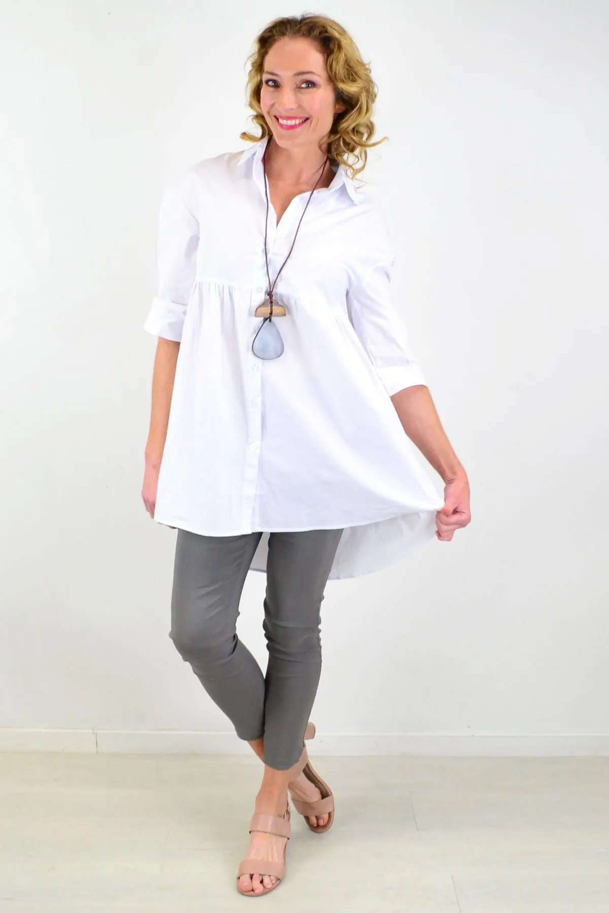 Crisp White Trendsetting Tunic Shirt