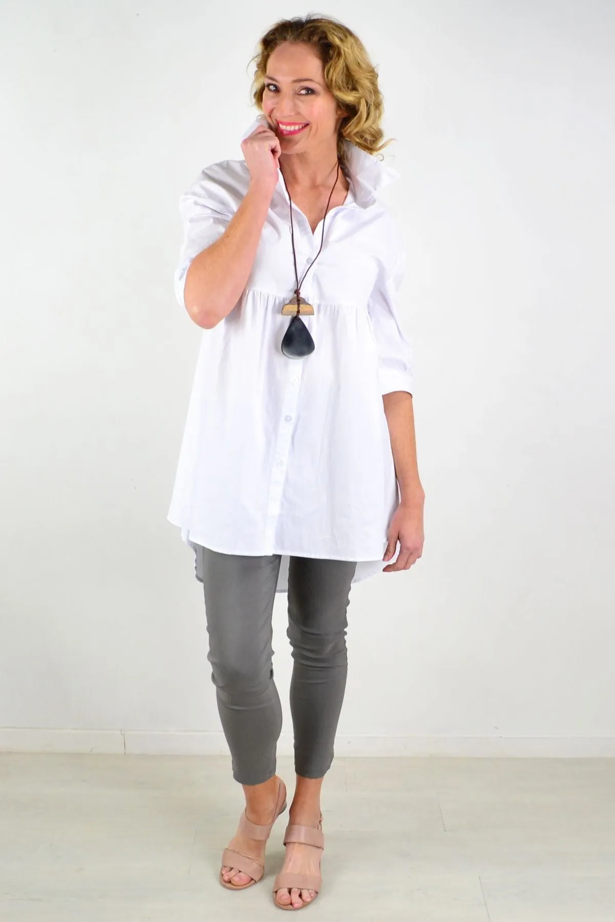 Crisp White Trendsetting Tunic Shirt