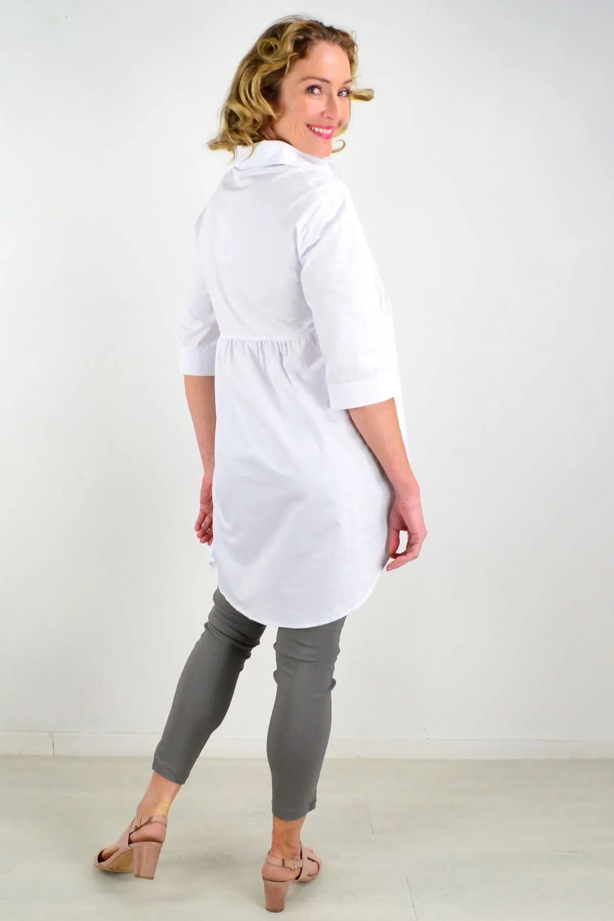 Crisp White Trendsetting Tunic Shirt