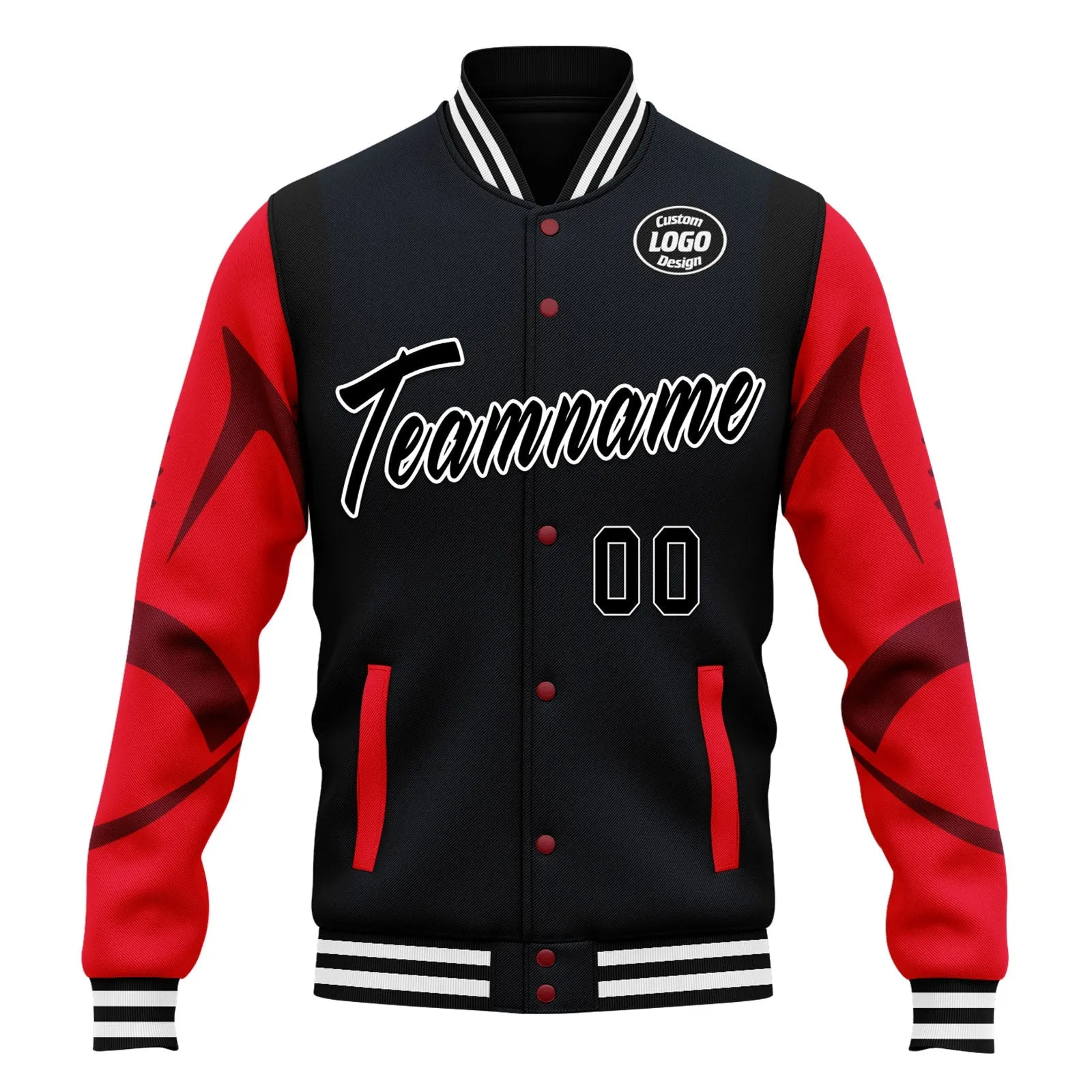 Custom Blue Houston Jacket Bomber Full-Snap Varsity Letterman Personalized Jacket FZ005-D025004-10