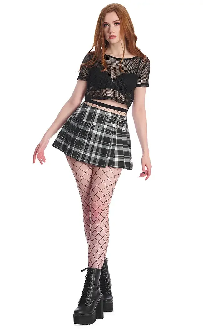 Darkdoll Mini Skirt | Black White Tartan