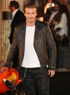 David Beckham Motorcycle Black Leather Jacket