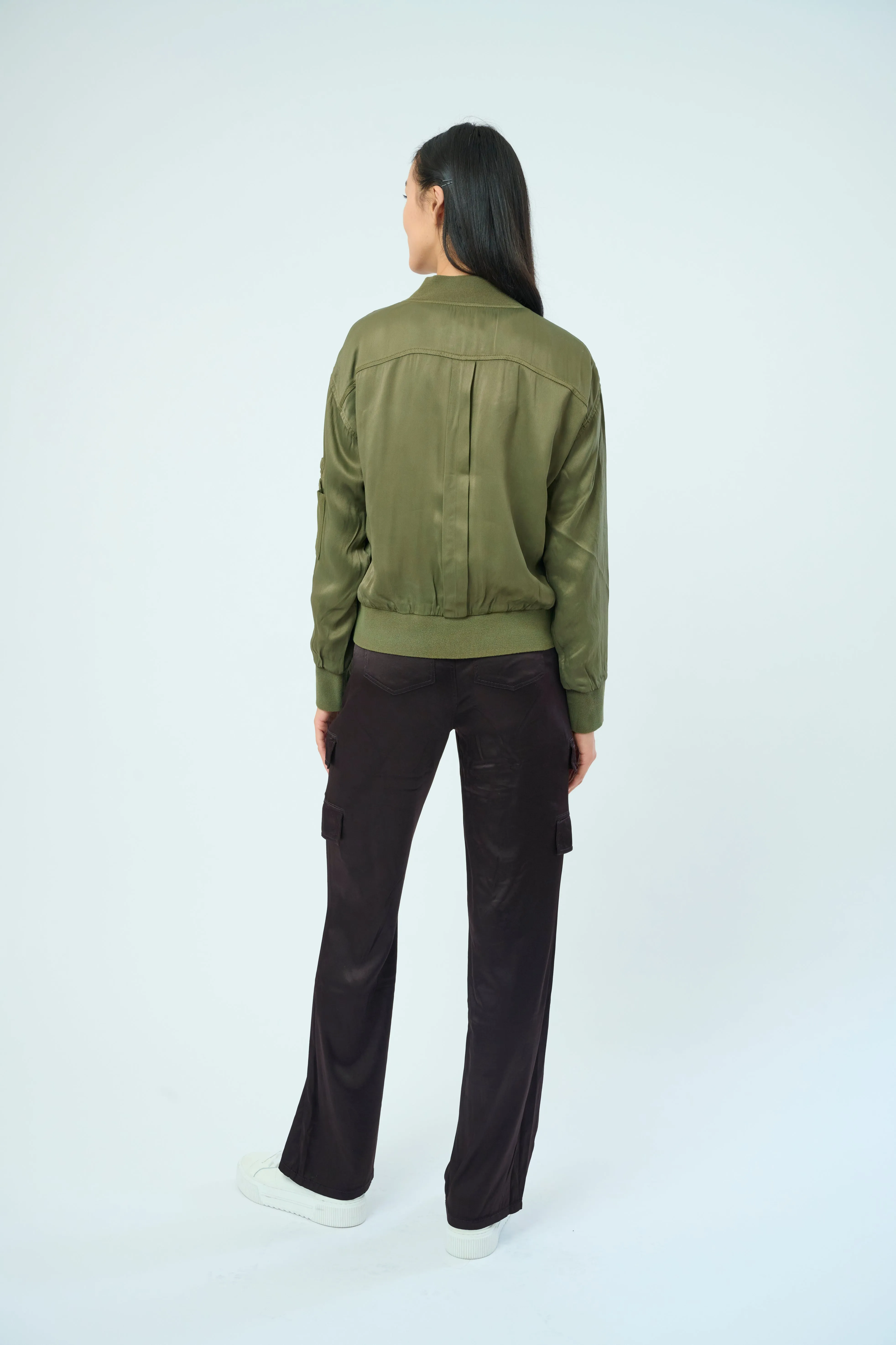 Dazie Viscose Satin Twill Flight Jacket