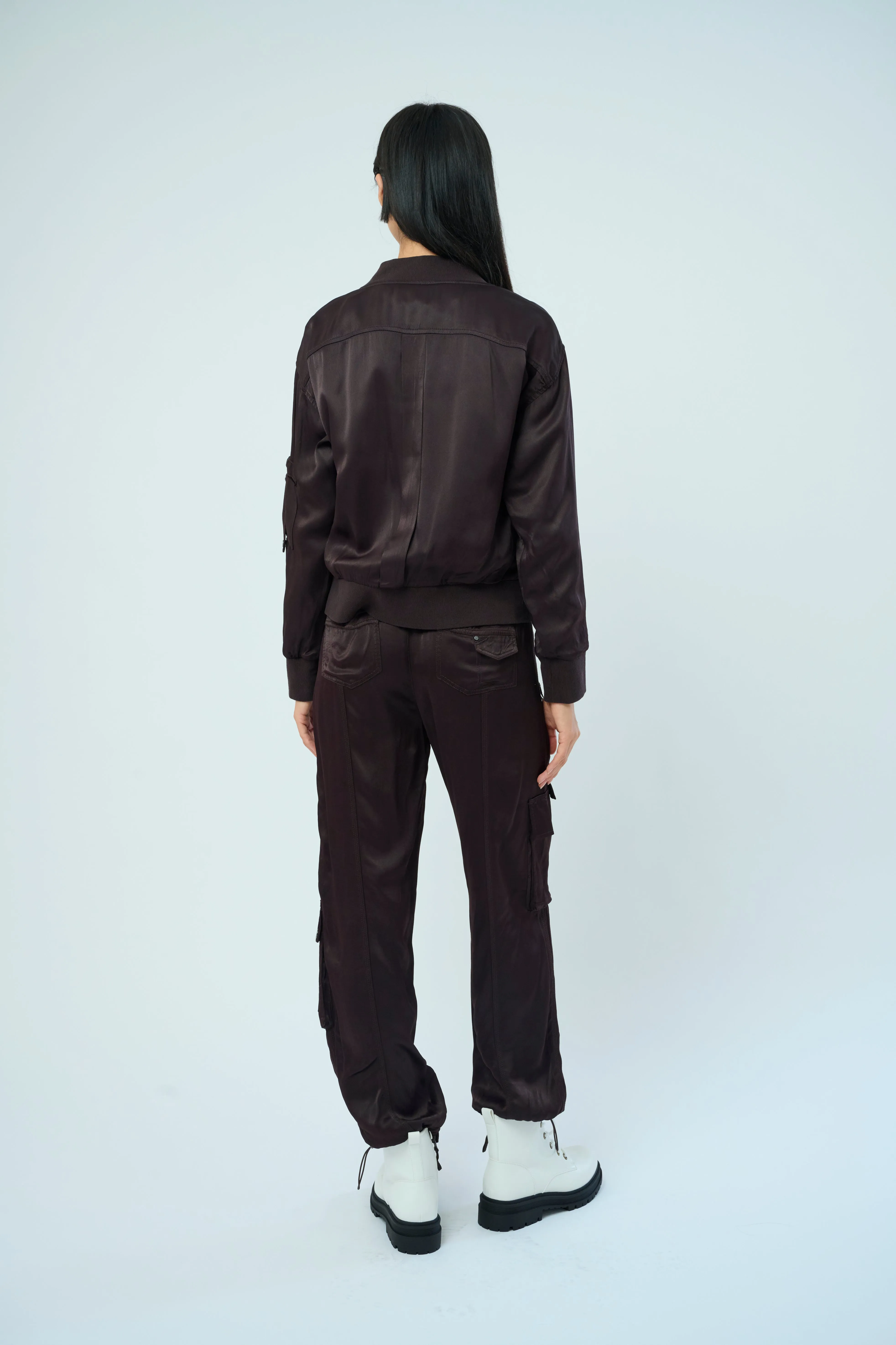 Dazie Viscose Satin Twill Flight Jacket