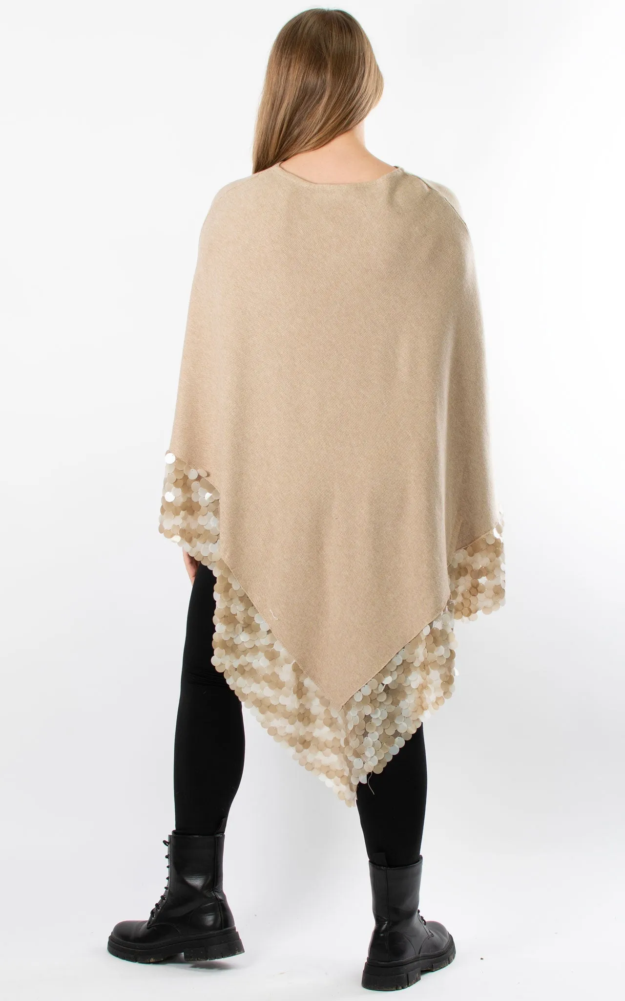 Denise Trim Poncho | Taupe